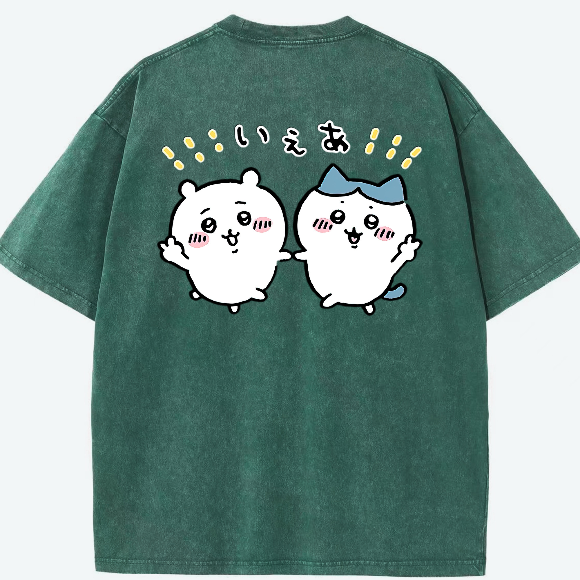 （画像用） ちいかわ ハチワレ Chii-kawa hachiware 綿100% ヴィンテージ風 半袖Tシャツ（背面プリント）